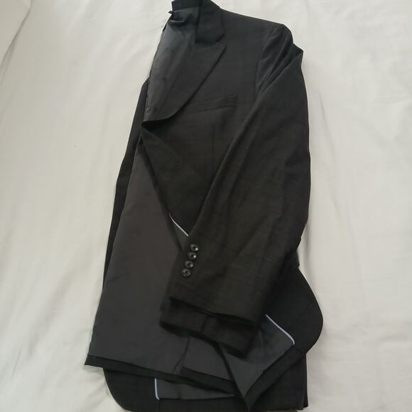 Jos.A.Bank Brrr Comfort Blazer 48L Slim-Fit Wool Charcoal Grey Window Pane Plaid - Picture 4 of 16